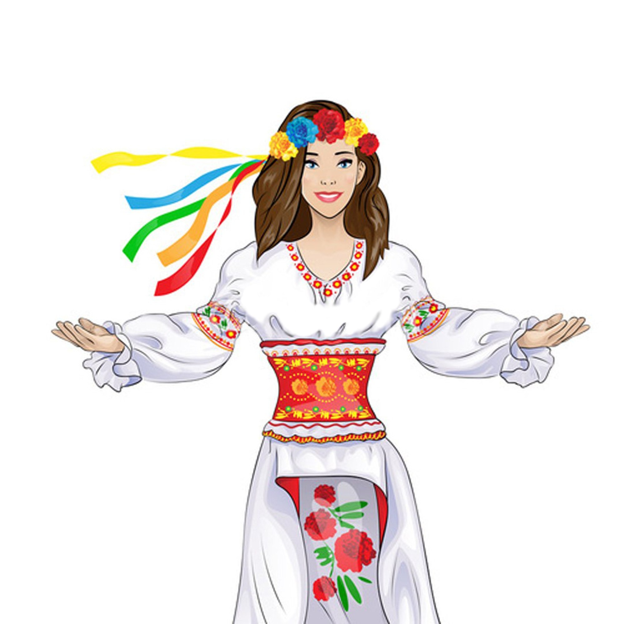 Украинская девушка в национальном костюме рисунок